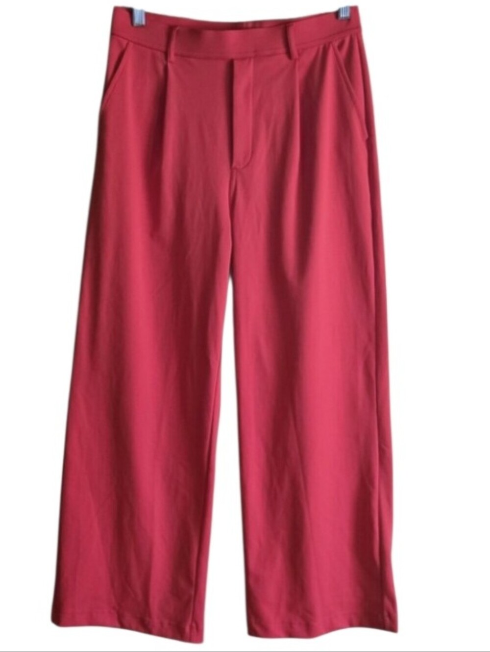 HALARA Red High Waisted Wide Leg Pleated Trousers